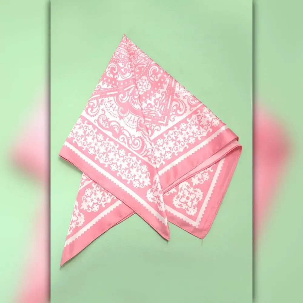 A218-S • Paisley Pink Silky Bandana Scarf - Picture 2 of 3